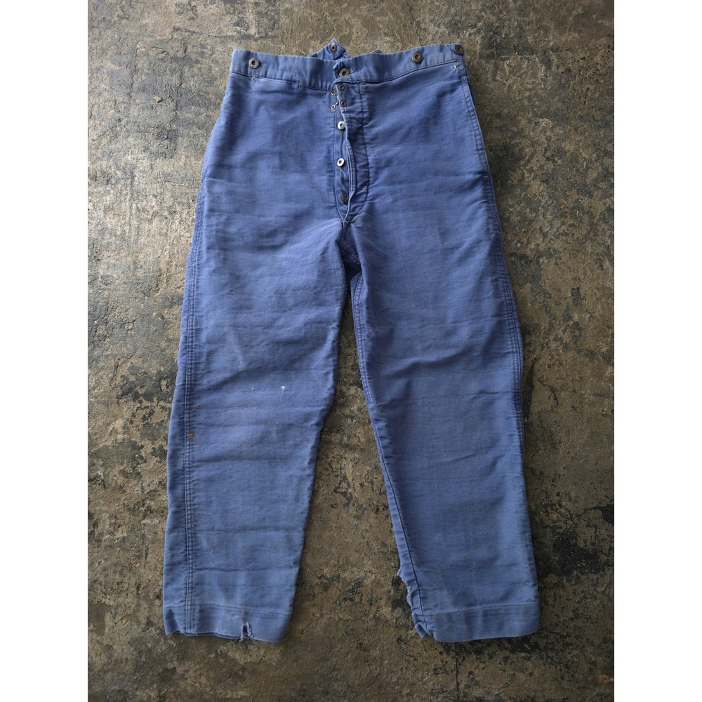 Vintage 1940s Maximum Blue Moleskin Work Pants 30x24 Distressed Buckleback